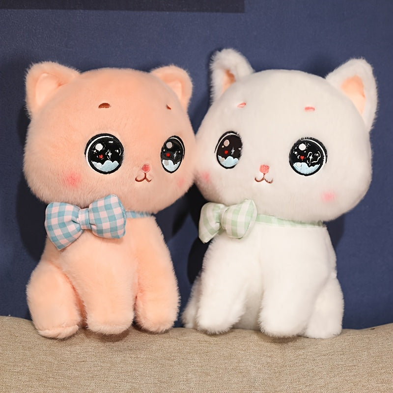 Fluffy Cartoon Cat Plush Toy 9.44in Stuffed Animal Light Pink