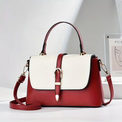 Contrast Crossbody Bag PU Leather Handbag Women's Top Handle Purses