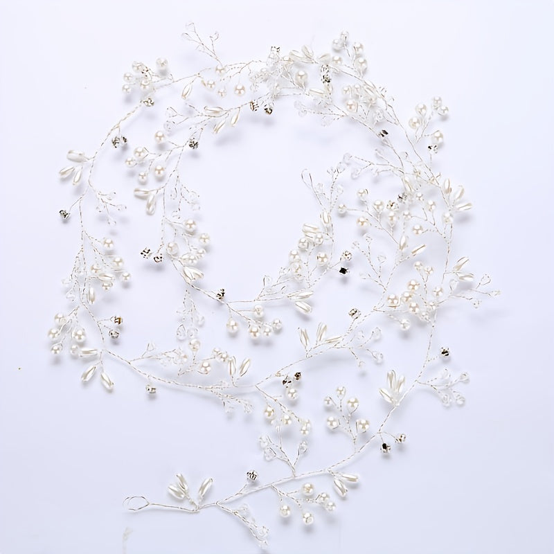 Wedding Bridal Headband Headpieces Crystals Faux Pearls Hair Vine