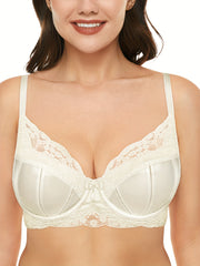  Contrast Lace Underwire Bra Non Padded Comfort