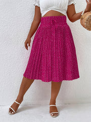  Dot Print High Rise Pleated Skirt
