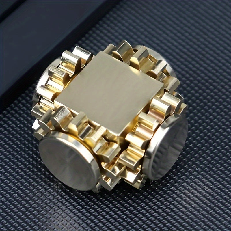 Brass Gear Linkage Puzzle Spinner Desk Toy Halloween & Christmas Gift Idea
