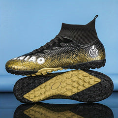 Boy's High Top Turf Football Boots Anti-Skid Lace Up TF Soccer
