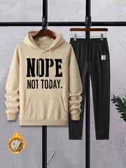 Men's Casual Long Sleeve T Shirt Hooded Sweatshirt & Joggers Set