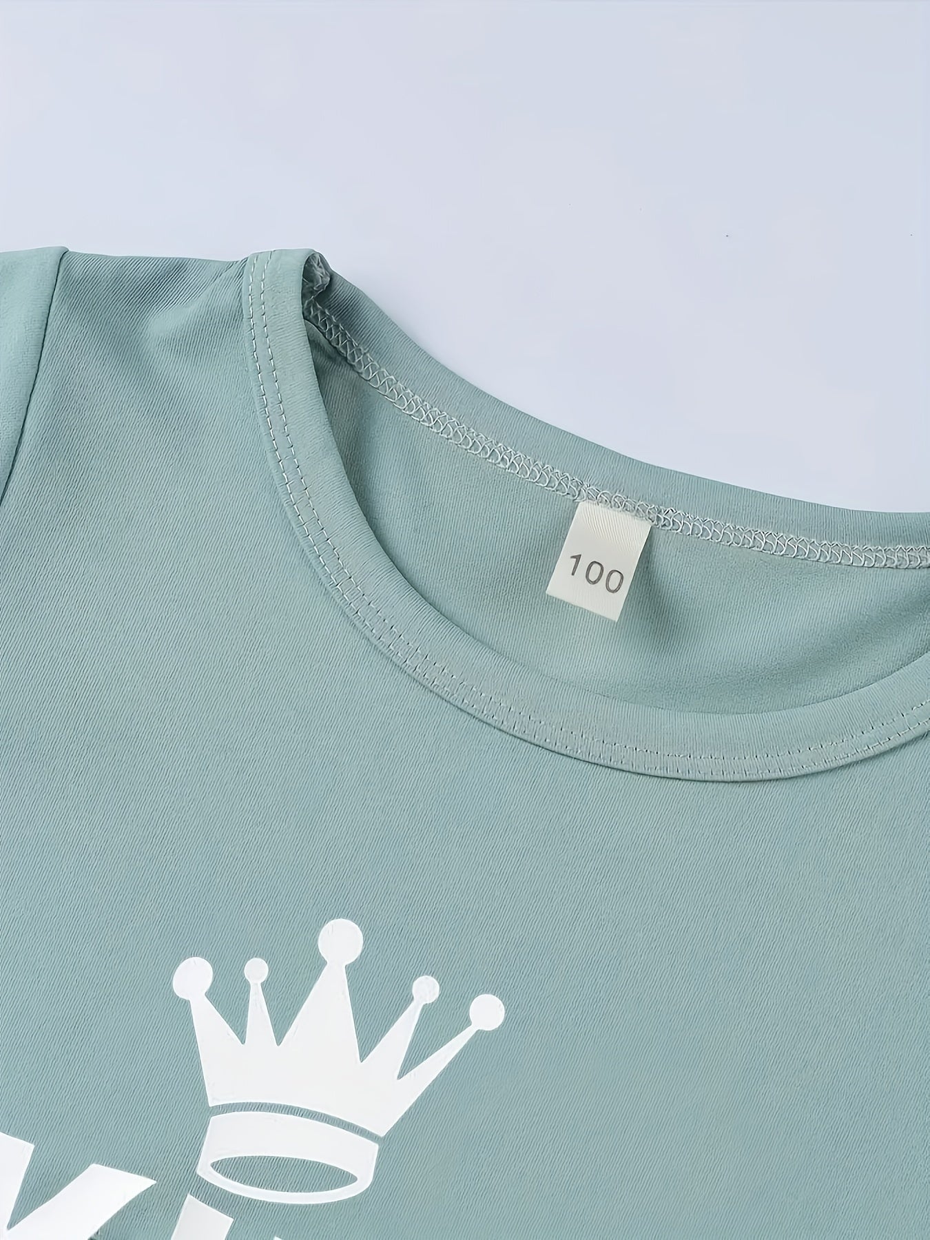 Boy's KING Crown Print T-shirt & Shorts Set for Summer