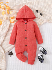 Newborn Baby Boy Long Sleeve Romper Jumpsuit Hooded Onesie