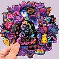 50pcs Neon Graffiti Stickers for Phones Laptops Guitars Notebooks