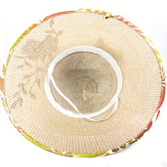 Vintage Flower Embroidery Sun Hat Beige Hollow Crochet Straw Hat UV Protection
