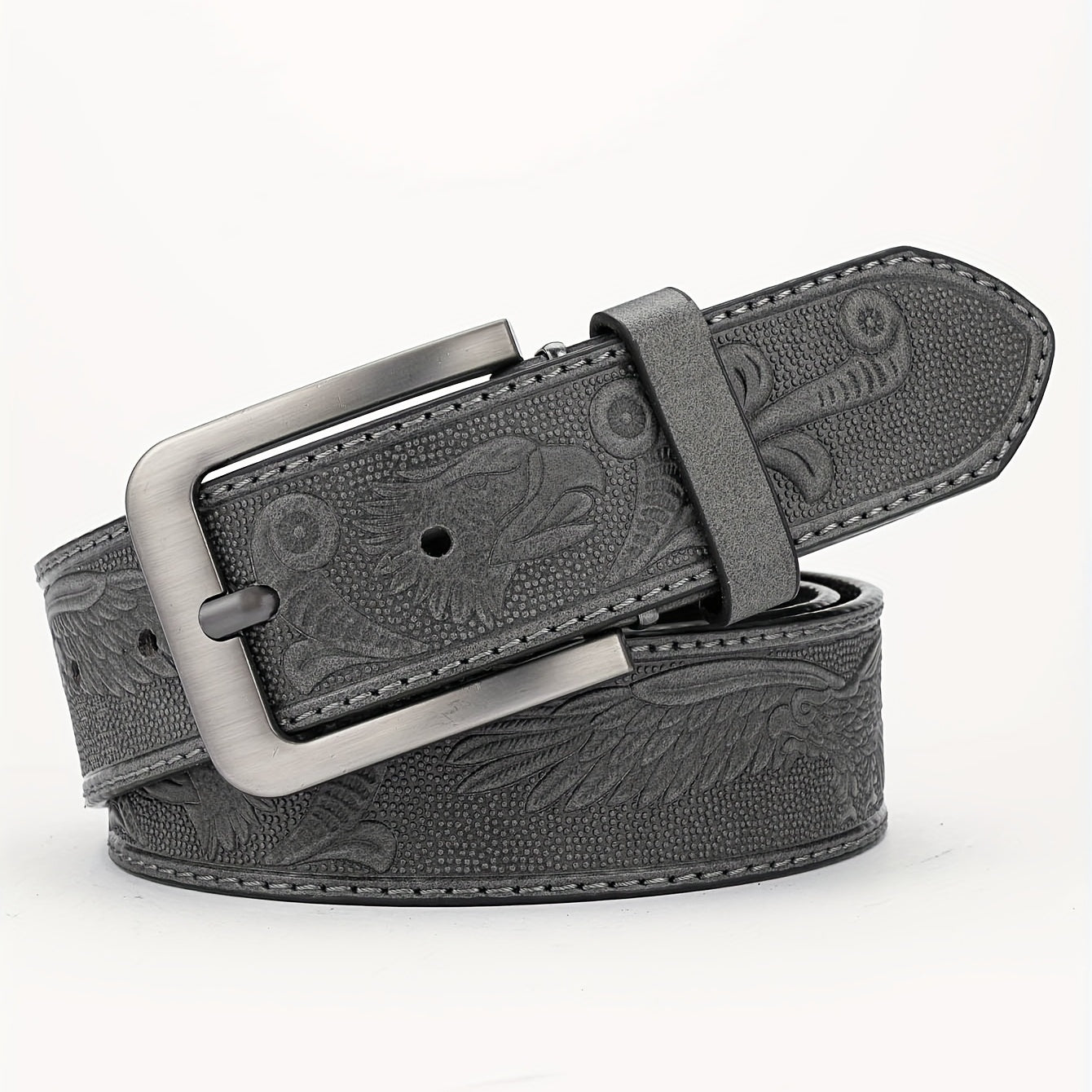 Men's PU Striped Belt with Alloy Buckle