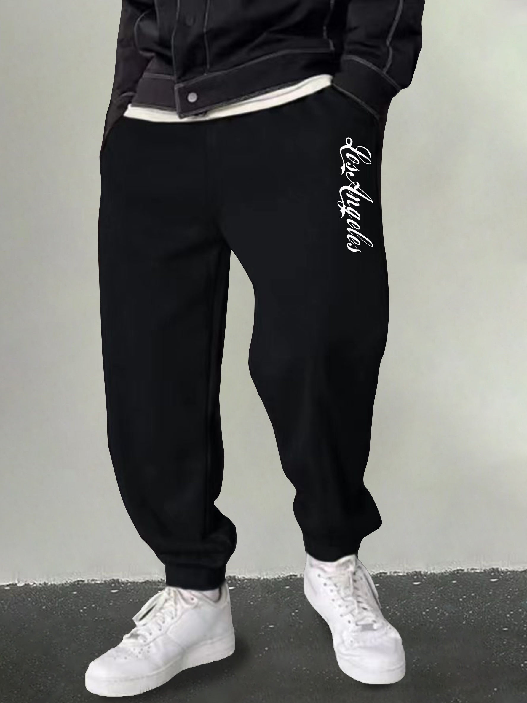 Men's LA Print Sweatpants Casual Stretch Breathable Drawstring Pants