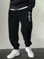 Men's LA Print Sweatpants Casual Stretch Breathable Drawstring Pants