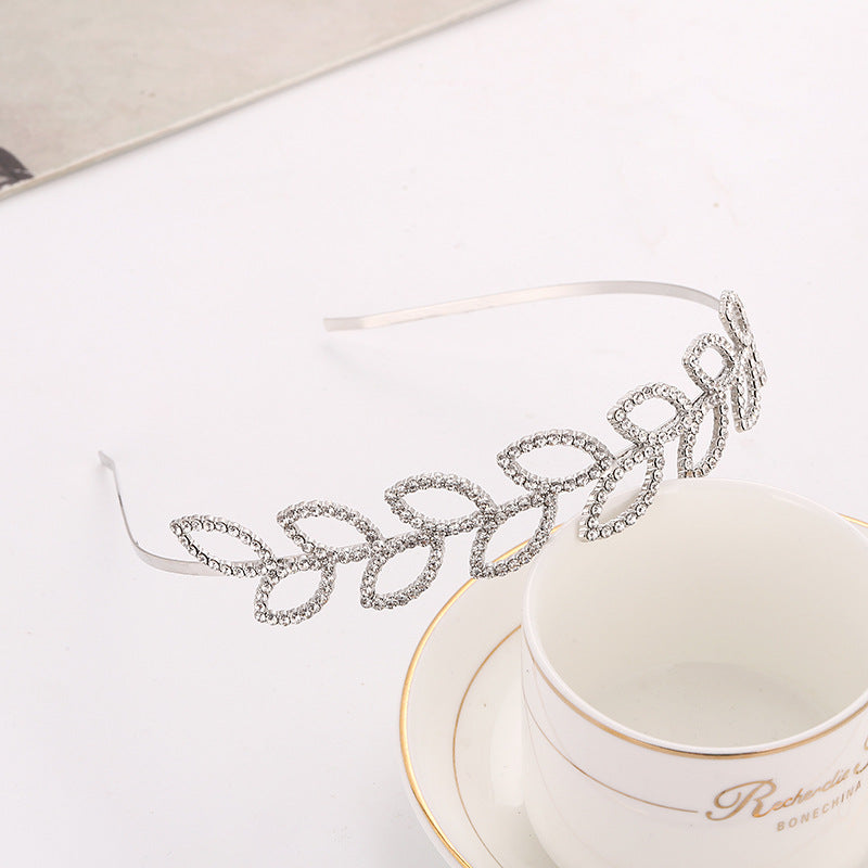 Golden Leaf Bridal Hairband Wedding Headpiece Crystal Headband