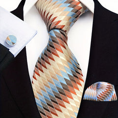 Men's Suit Tie Pocket Handkerchief Cuff Combo Paisley Gentleman Tie