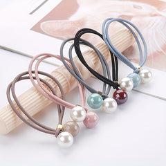 5pcs Faux Pearl Hair Tie Rope Rings Ponytail Holder Accessories