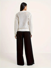  Casual Pants Solid High Rise Loose Fit Straight Leg Trousers