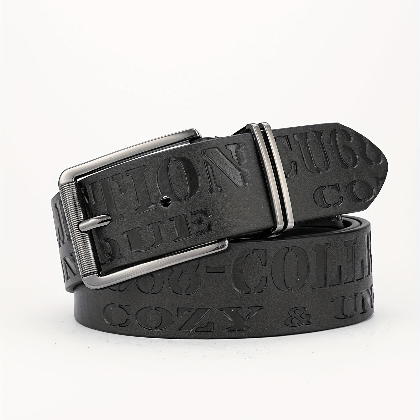 Alloy Buckle PU Striped Belt Men