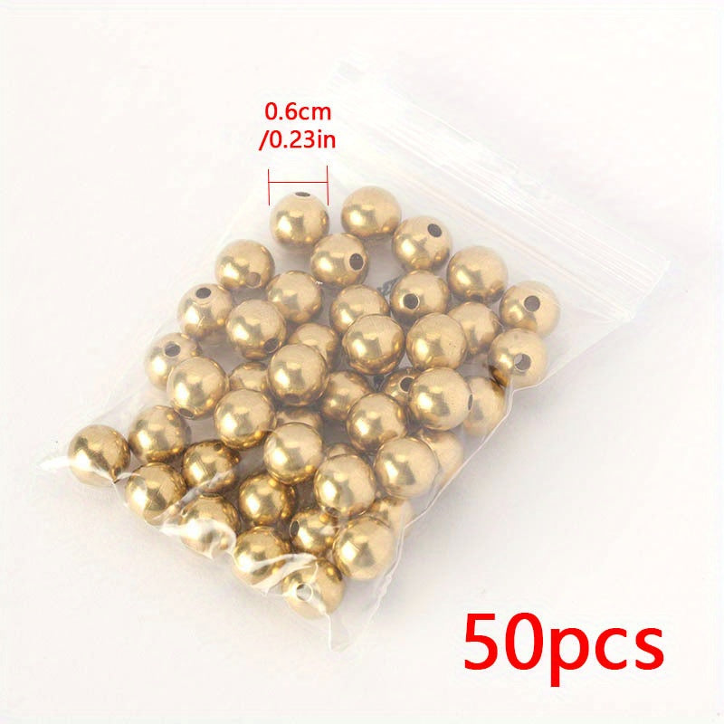 50pcs Brass Round Ball Space Beads 3 4 5 6 8mm DIY Necklaces Jewelry Making