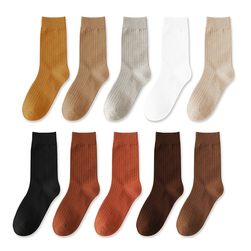 10 Pairs Comfy Solid Socks Women's Stockings