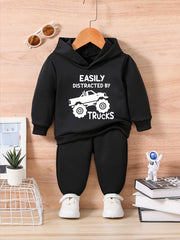 Baby Truck Print Outfit Long Sleeve Sweatshirt Trousers Set