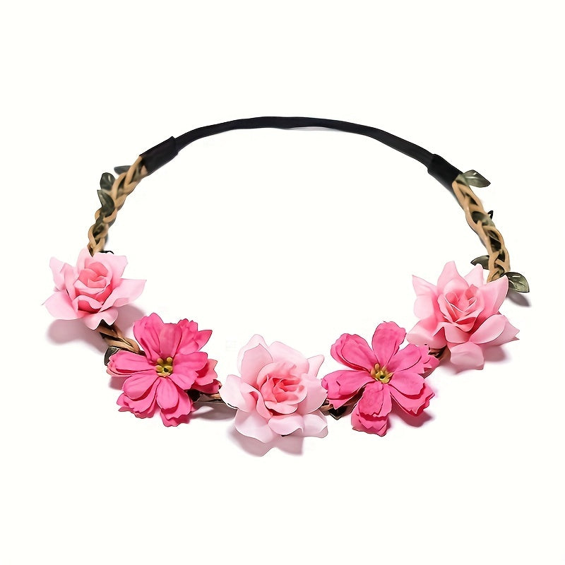 Boho Flower Wreath Headband Hair Hoop for Women Girls