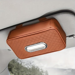 Leather Car Visor Tissue Holder Auto Napkin Case with Strap
