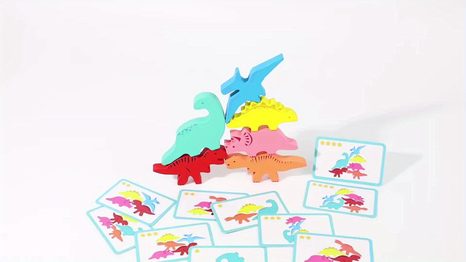 Wooden Dinosaur Stacking Game Educational 3D Building Toy
