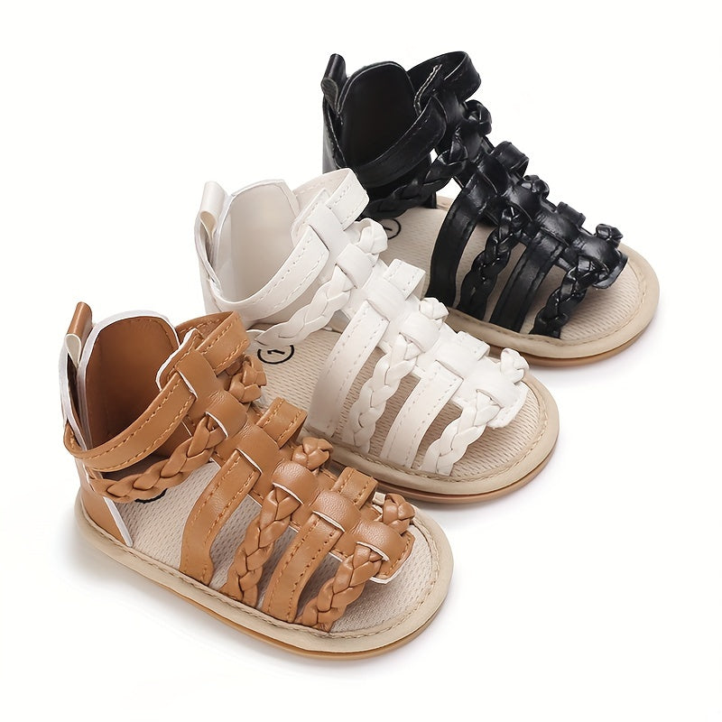 Baby Girls Open Toe Sandals Anti-Skid Soft Sole Strappy Sandals