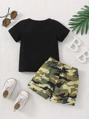 2pcs Boys Camo Cotton T shirt & Shorts Baby Summer Clothing