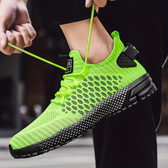 Men's Geometric Print Lace up Sneakers Breathable Mesh Outdoor Sports Shoes