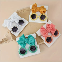 2pcs Girls Teen Flower Decor Sunglasses & Headband Set