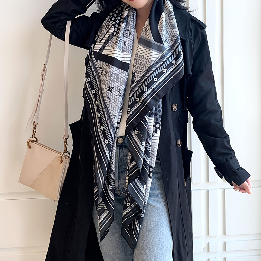 Silk Square Scarf Twill Printed Large Shawl Wrap Sunscreen Cape