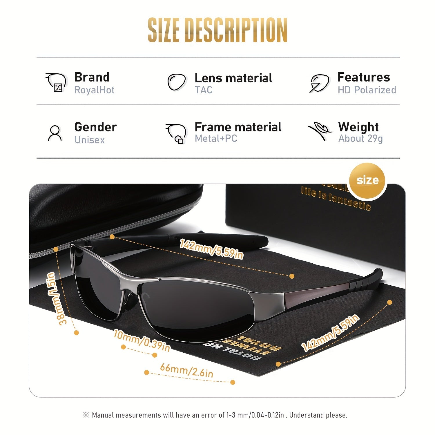RoyalHot Men's Oval Metal Sunglasses Polarized for Driving Sports