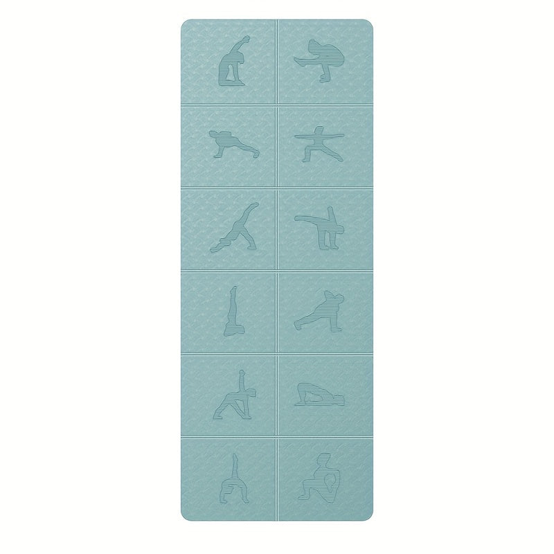 Foldable TPE Yoga Mat With Guide Lines Lightweight Portable Non Slip Pilates Mat