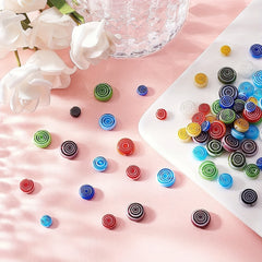 Rotating Pattern Colorful Round Glass Beads - 30-50pcs DIY Earrings Bra