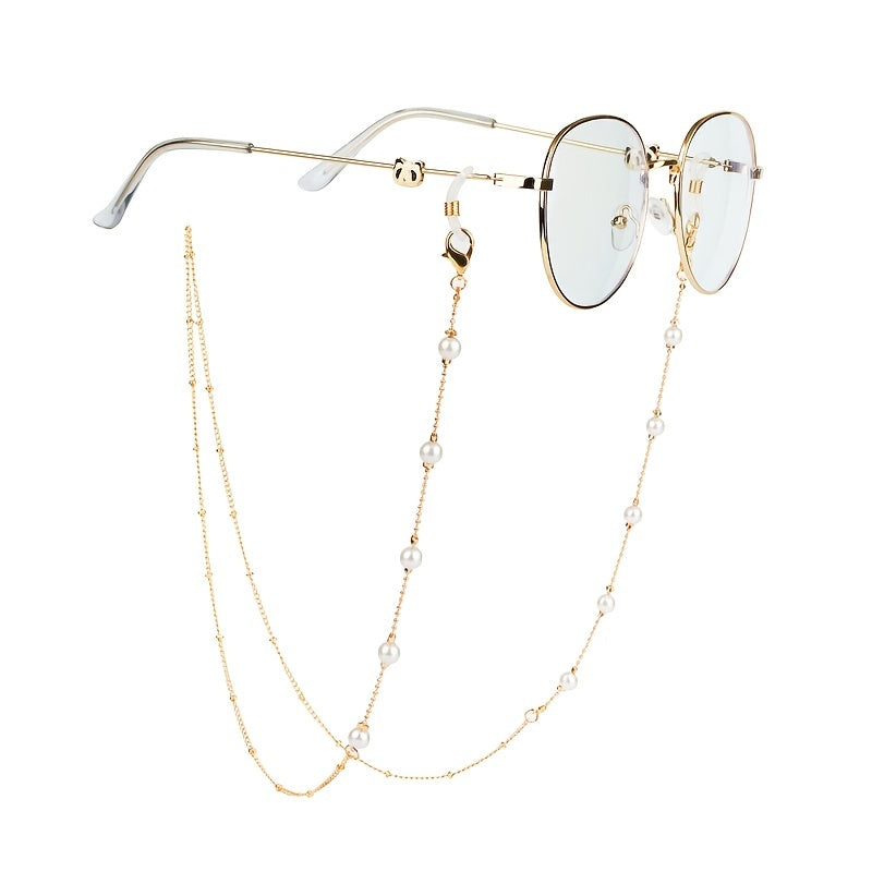 Pearl Rose Flower Mask Chain Glasses Holder