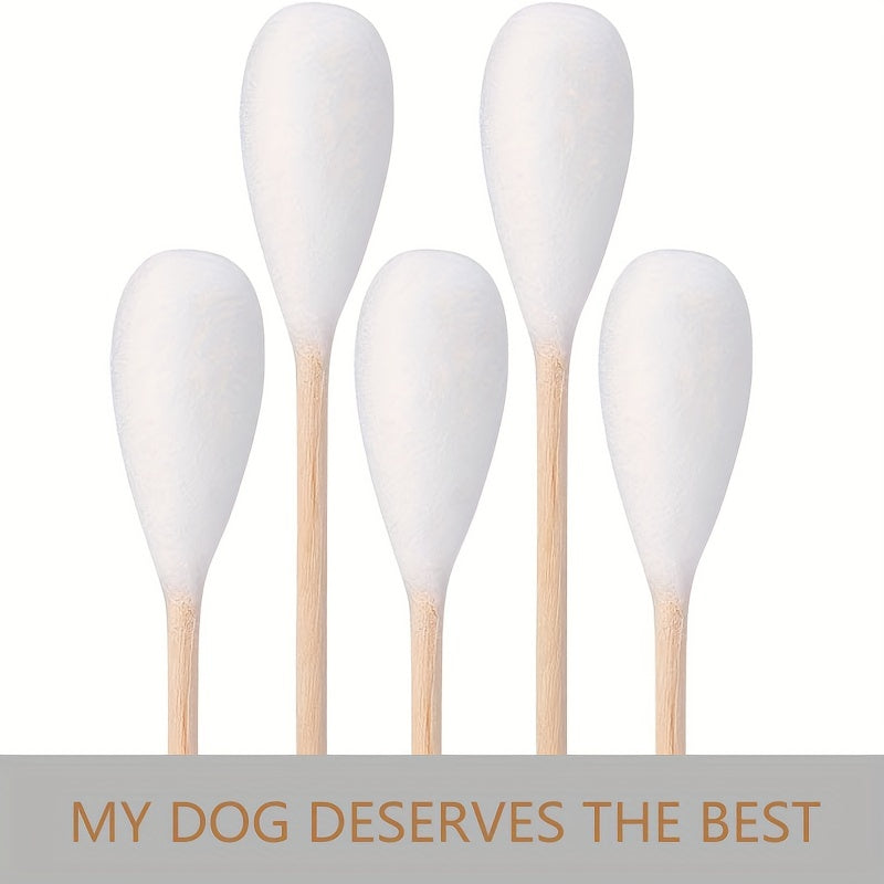 100pcs Long Cotton Swabs For Pets Cleaning Wood Handle