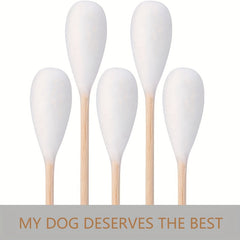 100pcs Long Cotton Swabs For Pets Cleaning Wood Handle