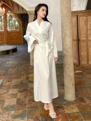 Sequin Satin Lounge Robe V Neck Long Sleeve Home Robe