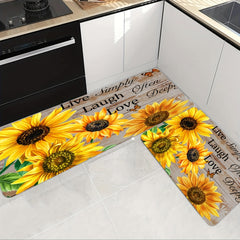 Soft Yellow Sunflower Bath Mat - Absorbent & Machine Washable