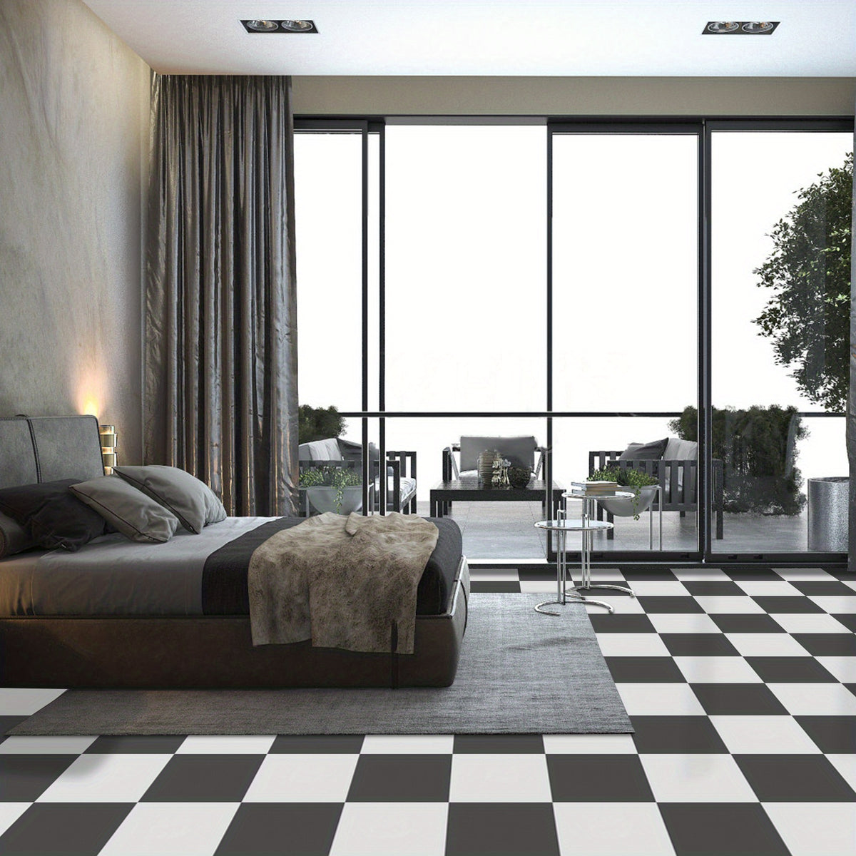 10 Pcs Waterproof Peel & Stick Vinyl Flooring Tiles for Bathroom & Kitchen