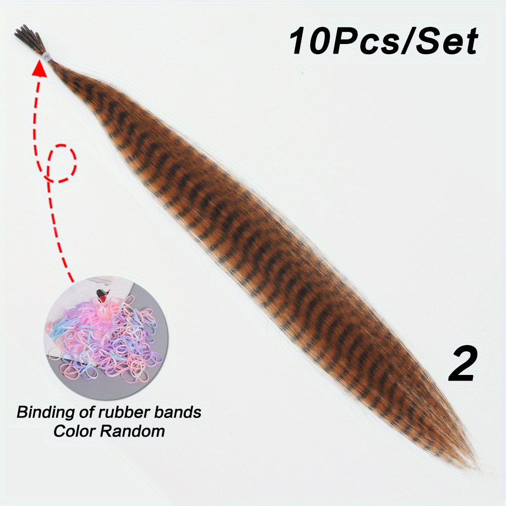 Colorful Feather Hair Extension 10 Pack Set High Temperature Fiber