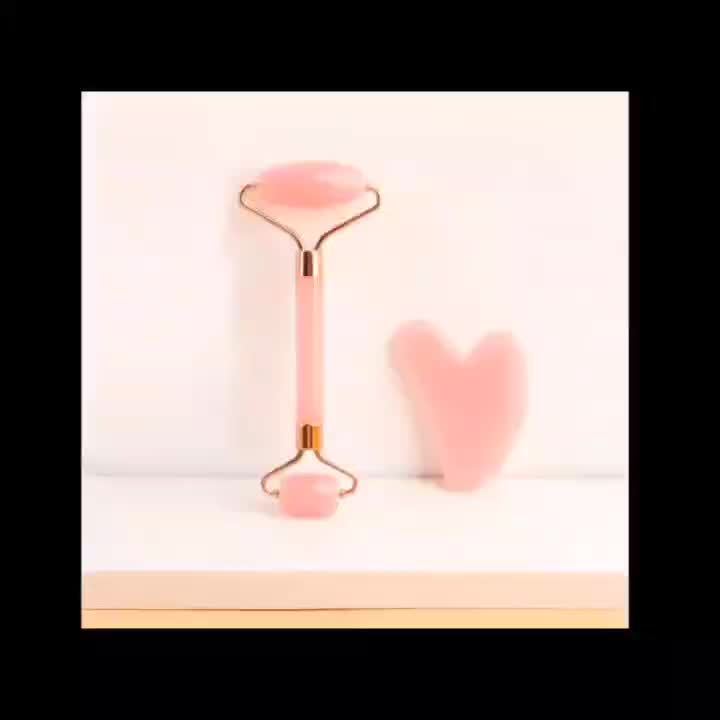 Pink Facial Eye Massage Roller Set with Massage Plate