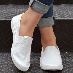 Flat Canvas Shoes Snakeskin Slip On Loafers Casual Walking Shoes