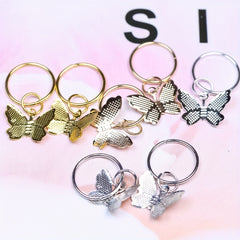 24PCS Butterfly Hair Ring Clip Silver Dreadlock Accessories