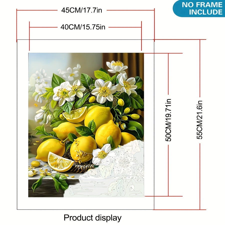 DIY Paint by Numbers Kit Lemon and Flowers for Beginners