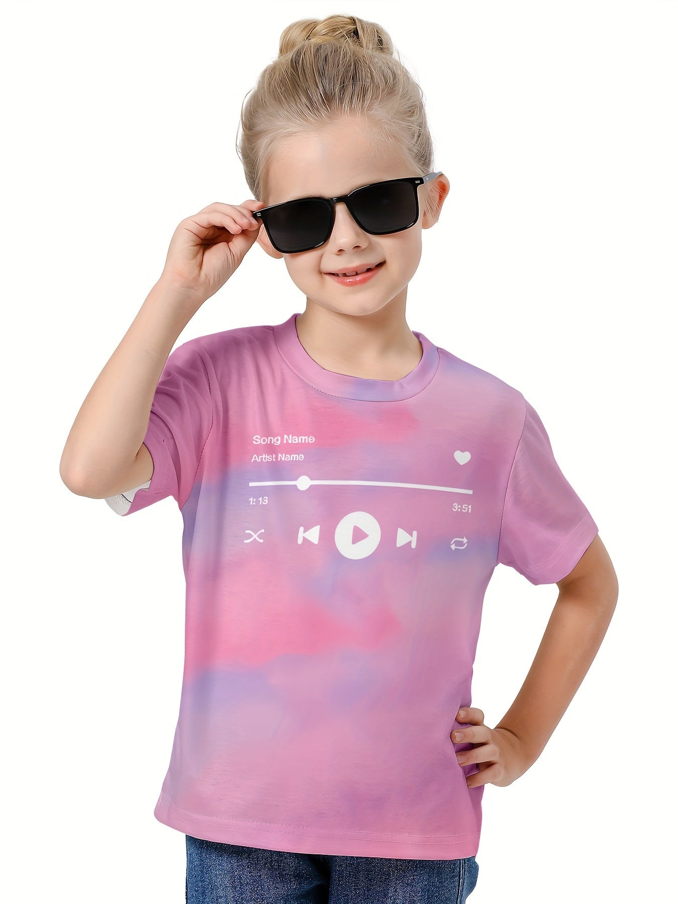 3D Music Player Graphic Short Sleeve T shirt for Boys Girls
