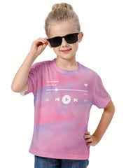 3D Music Player Graphic Short Sleeve T shirt for Boys Girls
