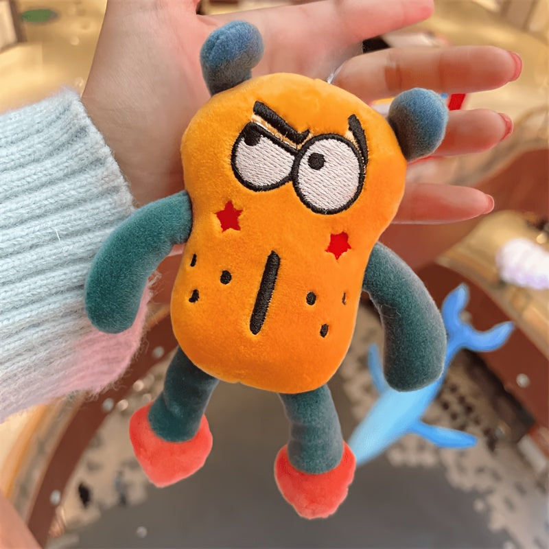 2pcs Big Eyed Monster Plush Toy Keychains Soft Huggable Stuffed A