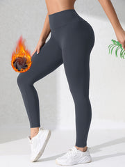 Warm Fleece Lined Leggings High Waist Tummy Control Slimming Active Wear