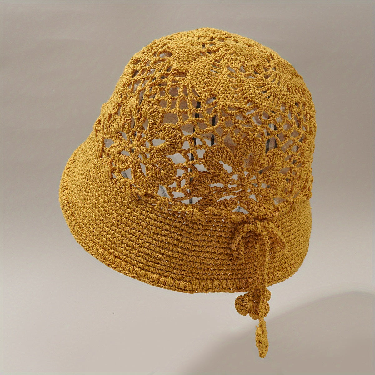 Hollow Flower Bucket Hat Crochet Breathable Sun Hat for Women
